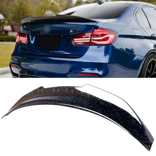 WheelX Rear Spoiler Compatible with BMW 3 Series F30 2012–2018 & M3 F80 2014–2019 Sedan, PSM Style Duckbill High Kick Trunk Lip Wing Fits 320i 328i 330i 335i 340i (Forged Carbon Fiber Pattern)