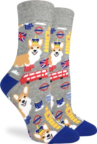 Good Luck Sock Womens Corgi in London Dog Socks Adult Shoe Size 5-9