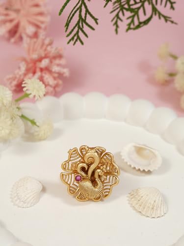 Image of I Jewels Gold Plated Traditional Design Comfort Fit Adjustable Finger Ring For Women