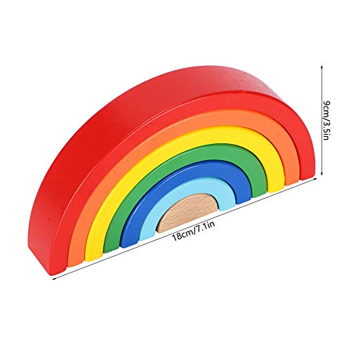 Changor Drewniane Klocki Stacker Kolorowe Puzzle dla Dzieci do Kreatywnej Zabawy 18 X 9 Cm