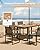Oasbira Outdoor Dining Set, HDPS + Aluminum Patio Table and Chairs Set with U-Shaped Base, 7 Piece Outdoor Furniture Set with Umbrella Hole, Patio Dining Table Set for Garden, Backyard (Gray-Teak)