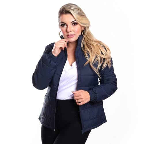 Jaqueta Matelassê Casaco Blusa Feminina Genero:Feminino;Tamanho:GG;Cor:Azul Escuro