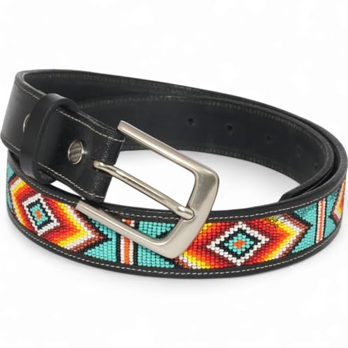 Handmade Western Rodeo Heavy Duty Beaded Full-Grain Unisex Leather Gift Belt.3