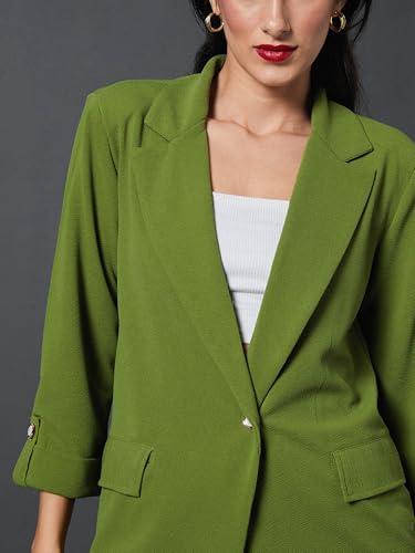 Image of Sassafras worklyf Women's Blazer Regular Fit Full Sleeves Longline Front Open Show Pocket - Casual Workwear Blazers