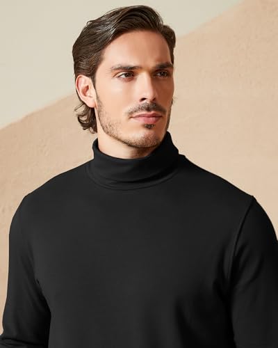 Kallspin Men's Cotton Blend Turtleneck Sweater Base Layer Long Sleeve Undershirt Slim Fit Knit Top4