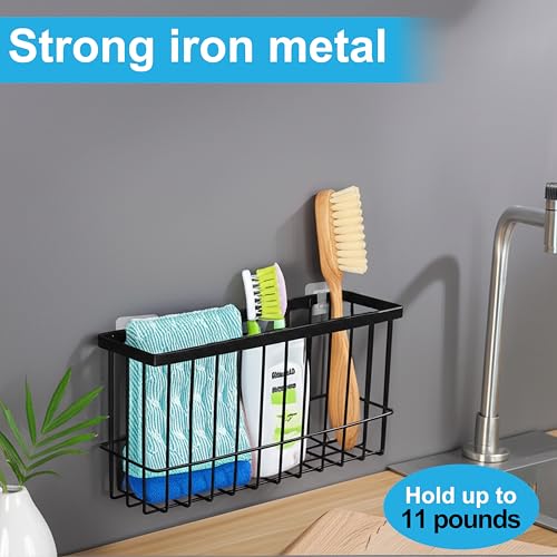 Cabinet Door Organizer Basket 2 Pack, Foil and Plastic Wrap Organizer with 2 Sponges, Lid Organizers Inside Cabinet, Metal Basket for Kitchen Organizers and Storage, Utility, Black (Medium,Large) - Thumbnail 7