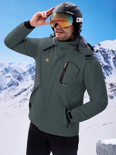 Image of WULFUL Men's Ski Jackets Warm Winter Snow Windbreaker Resistant Snowboard Fleece Coat Mountain Waterproof Parka with Hood