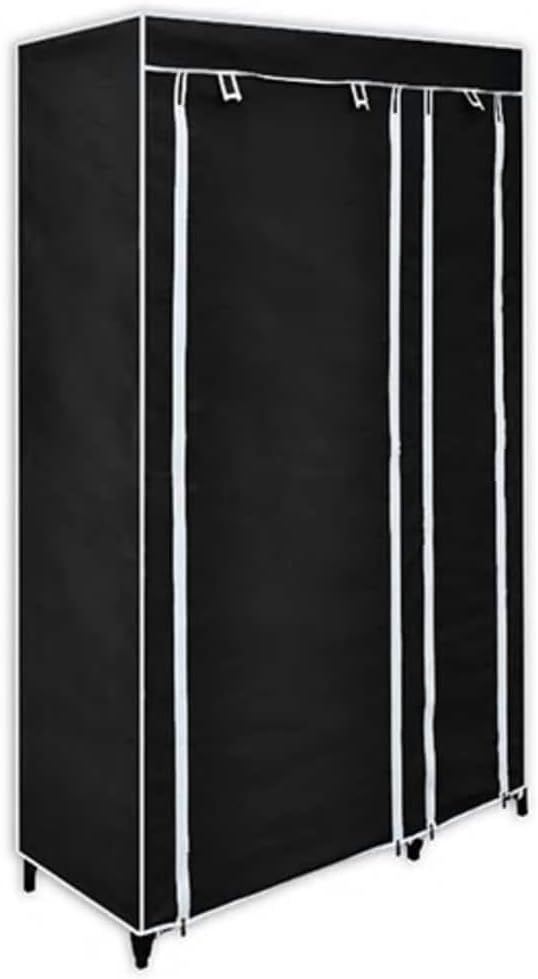 vidaXL 2 pcs 43" Portable Closet Wardrobe Clothes Rack Storage Organizer W/Shelf Black