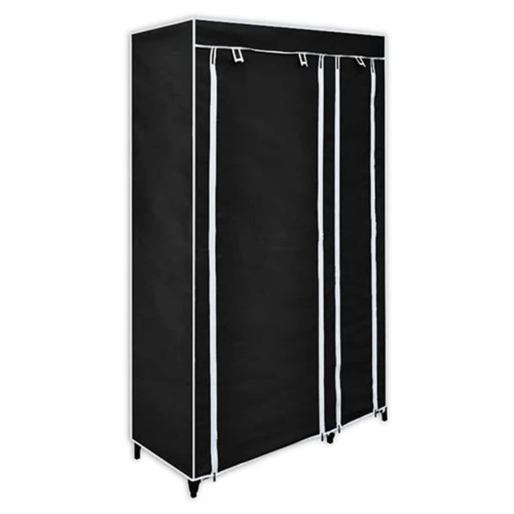 Fengshui Szafka składana, czarna, 110 x 45 x 175 cm | Pokrowiec z włókniny, stalowa rama, zwijane drzwi z zamknięciem, oszczędność miejsca, do piwnicy lub kempingu