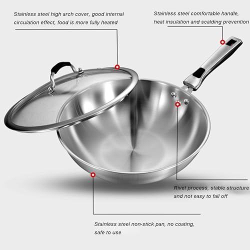 Wok acero inoxidable con tapa 32cm miniatura 3