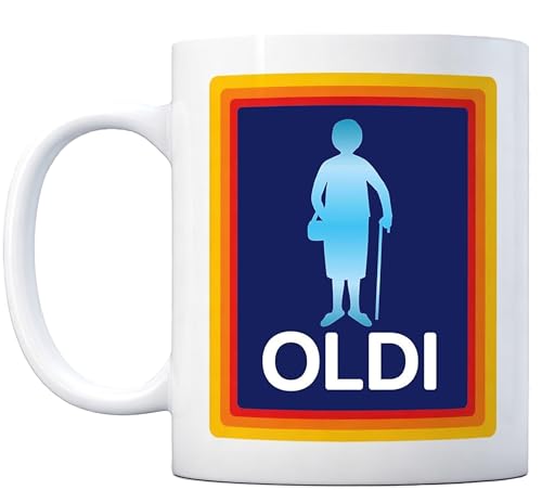 SAMAR Oldi Funny Mug, Birthday Gift idea, 11 oz Coffee Mug for Women Gift Present as a Joke Birthday Celebration, Dishwasher and Microwave Friendly. A Memorable Gift for Mum, Wife, Grandmother, Aunty