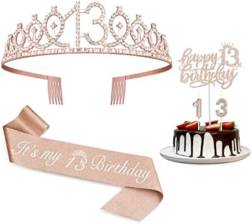 Amosking 21st Birthday Decorations for Her, Including 21st Birthday Sash, Cake Topper,Crown,Candles, 21st Birthday Gifts for Her,21st Birthday Decorations for Women