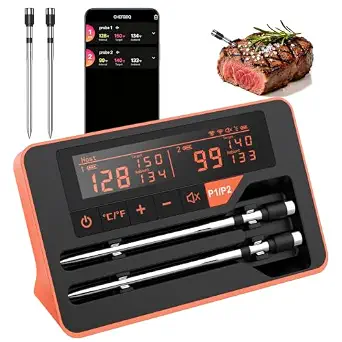 Bluetooth Wireless Meat Thermometer Digital for BBQ Oven Smoker Grill with Dual Sensors and 800FT Bluetooth Range
