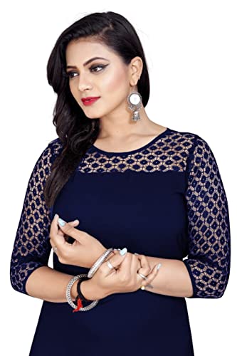Image of Dream Beauty Fashion Poly Net Straight Crepe Formal Casual Kurta /Kurti for Women and Girls