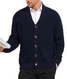 NITAGUT Mens Cardigan Sweater Slim Fit Cable Knit Button up Cardigan Sweater with Two Pockets for Men,Navy Blue,3XL