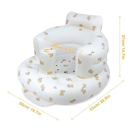 Image of Tarkan Inflatable Baby Support Seat for 3-36 Months, 100% Safe Blow Up Chair with Built-in Air Pump, Infant Floor Seat (Bear)