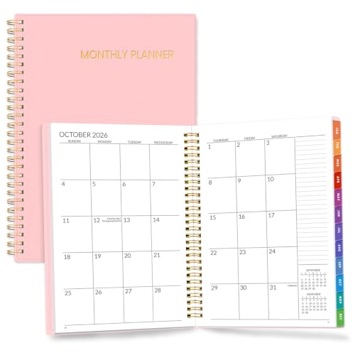 SUNEE Monthly Planner 2027-2028 - 24 Months Calendar Planner from Jan 2027 to Dec 2028, 7"x10" Yearly Planner with Tabs, Spiral Binding, Organizer for School Office Home, Pink