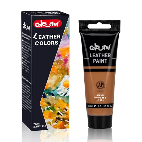 Colorful Acrylic Leather Paint 2.5oz Brown for Shoe Painting -Leather Paint for Bag & Wallet Decor, Jacket Care, Crafts DIY & Customizing Projects