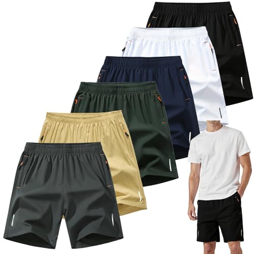 Men’s 6-Pack Quick-Dry Athletic Shorts Stylish Versatile Outdoor Casual Shorts