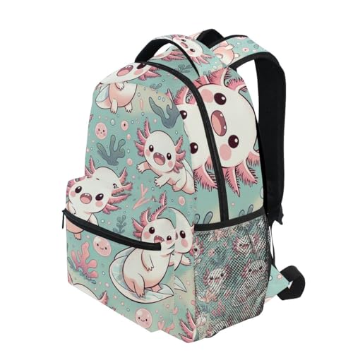 Kids Back Pack, Lightweight Travel Bookbag, Ideal for Ages 6–14, Cute Cartoon Axolotls3