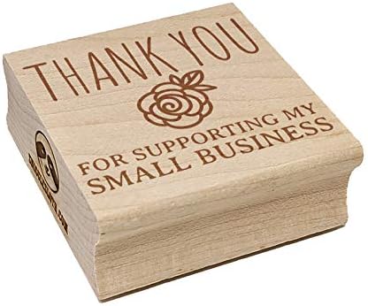 Thank You for Supporting My Small Business Sweet Rose Square Rubber Stamp for Stamping Crafting - 1.75in Medium