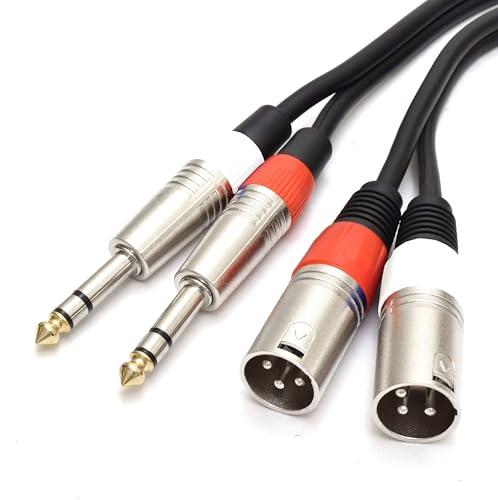 VisioSound 2 x Male XLR to 2 x 6.35mm 1/4" Stereo TRS Jack Balanced Twin Lead/Patch Cable 1.5m