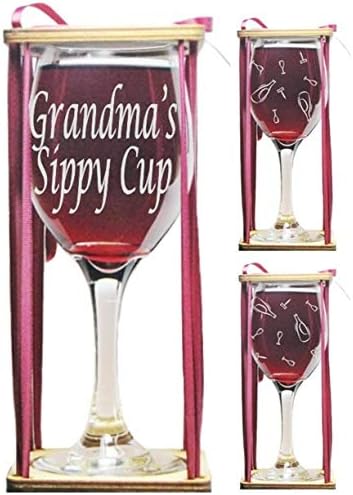 Grandma's Sippy Cup Stemmed Wine Glass with Charm and Presentation Packaging