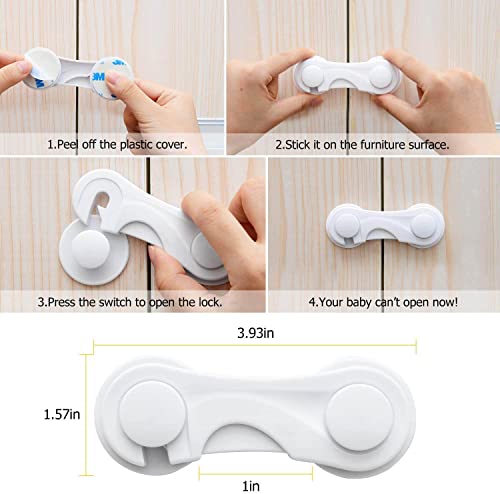 image for 10 Pack Cabinet Locks for Babies, Uandhome Child Safety Locks Drawer L