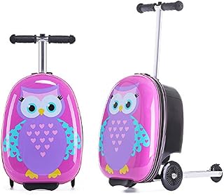 18 Inch Kid's Scooter Luggage Animals Pattern Cute Cartoon Ride-on Suitcase With Collapsible