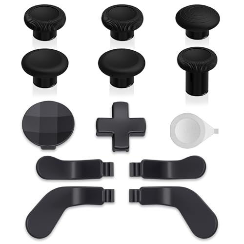 Image of eXtremeRate 13 in 1 Metal Thumbsticks for Xbox One Elite Series 2 Controller, 6 Metal Joystick & Adjustment Tool, 2 D-Pads, 4 Paddles for Xbox Elite Series 2 Core Controller - Metallic Black