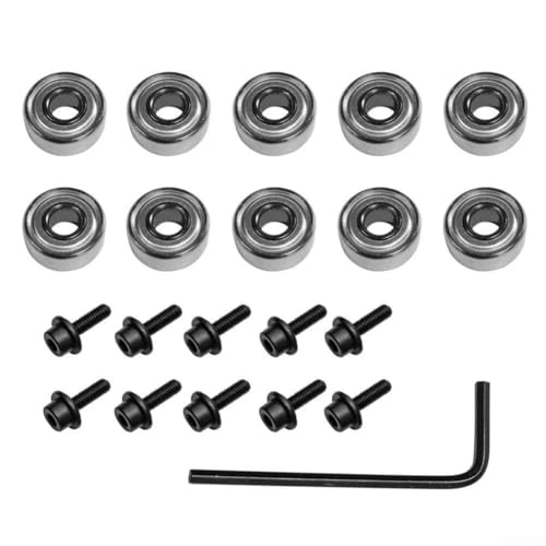 Besttoolifes Set di 10 cuscinetti per fresa, guida per cuscinetti a sfera montati sulla parte superiore, diametro esterno 12,7 mm, diametro interno 4,76 mm, parti di ricambio in acciaio per punte con