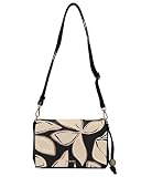 L.CREDI Damen Cross Bag RABIA | Umhängetasche Schwarz Floral