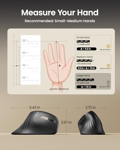 Image of ProtoArc EM11 NL Wireless Ergonomic Vertical Mouse, Rechargeable, Gray | 58 vertical design supports a natural wrist posture, connect 3 devices via Bluetooth /2.4G USB-A, 500mAh USB-C rechargeable.