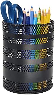 Produco Metal Pen Pencil Holder, Office Desk Organizer (Black, Large)