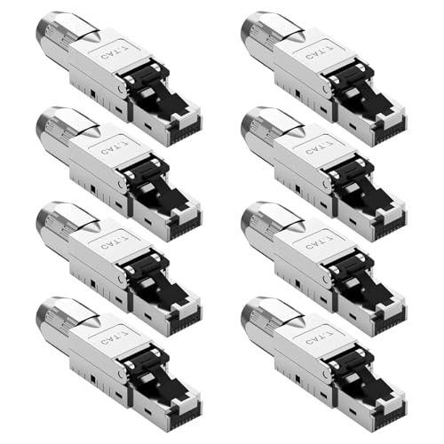 RUIZHI 8x CAT 7 Netzwerkstecker RJ45 Stecker, Lan stecker cat 7 Werkzeuglos LSA 10 Gbit/s AWG 23-26 f&uuml;r Starre Verlegekabel Ethernet LAN DSL Patchkabel