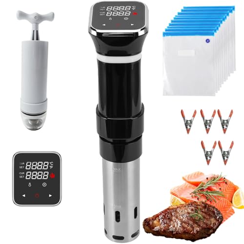 Sous Vide Machine, 1100w Sous Vide Cooker With 3 accessories, Temperature Time And Touch Control, Cooker Immersion Circulator Vide With Extractor Pump, Sealed Bag, Clip, Stainless Steel