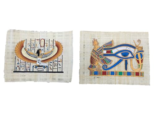 Papiros egipcios de Isis y Horus para decorar salones con arte original hecho a mano