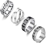 HUASAI Fidget Band Rings for Women Men Anxiety Rings for Women Cool Rotatable Spinner Rings...