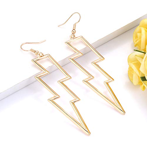 Lightning Bolt Drop Dangle Earrings For Woman Statement Flash Thunder Hook Earrings Punk Fashion Jewelry (Gold) #TOP3