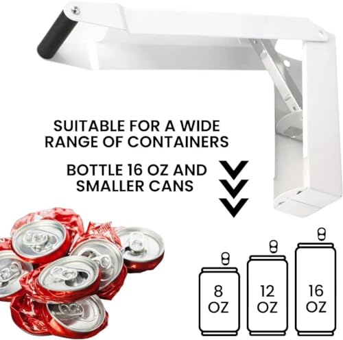 Wall Mounted Can Crusher White - Heavy Duty White Compactor for Seltzer, Soda, Beer Cans and Plastic Bottles - Aluminum Can Smasher for Recycling - Image 5