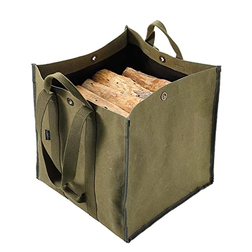 Generic Saco portátil de lenha para lenha com alças fácil de transportar para jardim porta-embalagem