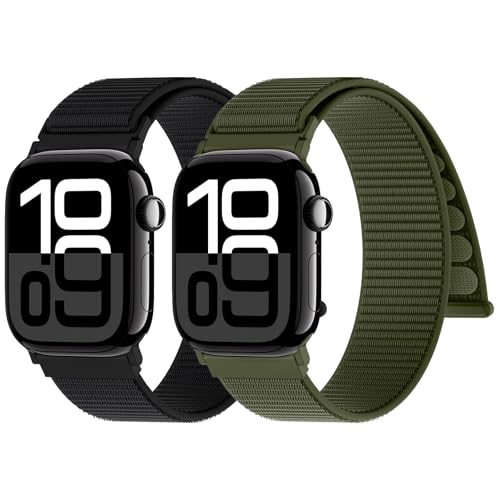 Confezione 2 Cinturini Nylon Compatibile con Cinturino Apple Watch 44mm 40mm 41mm 42mm 45mm 46mm 49mm 38mm, Sportivo...
