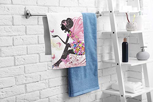 Ofloral Pink Hand Towels Cotton Washcloths,Flower Fairy Girl With Butterfly Comfortable Super-Absorbent Soft Towels For Bathroom Beach Kitchen Spa Gym Yoga Face Towel 15X30 Inch #TOP1