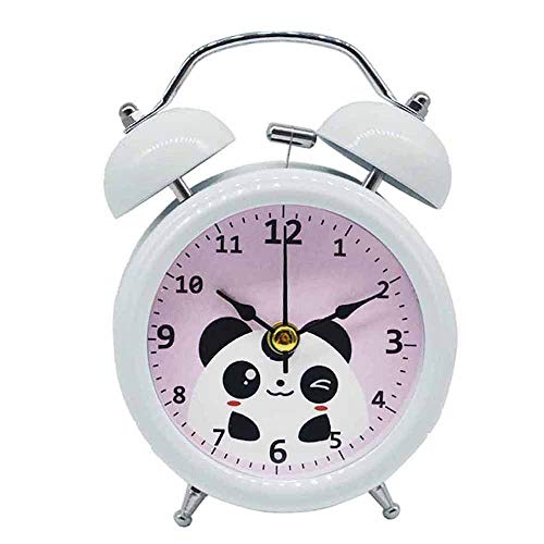 Millya UK - Sveglia vintage per bambini, con due campane, sveglia a forma di panda per bambini, colore: bianco