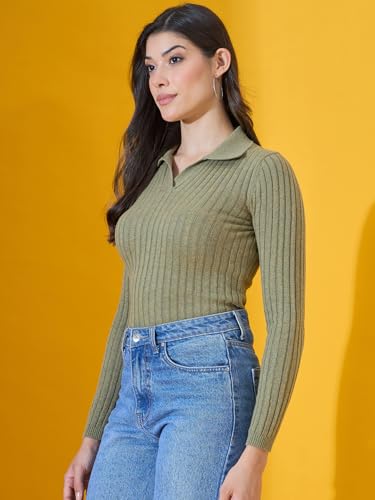 Image of 98 Degree North Women Spread Collar Sweater-G1165-BROWN