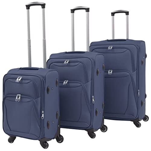 CHARMMA 3 Piece Soft Case Trolley Set Navy Blue