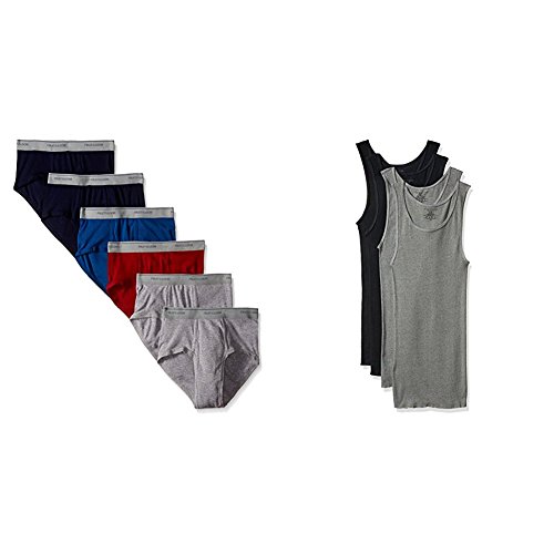 Fuit of the Loom Men's Fashion Brief (6) & Premium A-shirt (4) Bundle