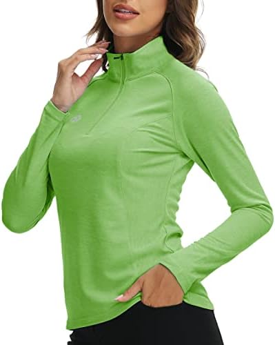 MoFiz Women's Golf Polo Shirt Long Sleeves Zip Up Sport Active Shirts Quick Dry Athletic T-Shirt Casual Tennis Tops Slim Fit Grass Green M