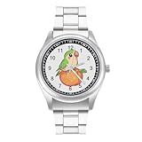 Peach Cute Lovebird - Reloj de pulsera de cuarzo personalizado de acero inoxidable con números arábigos para hombres y mujeres