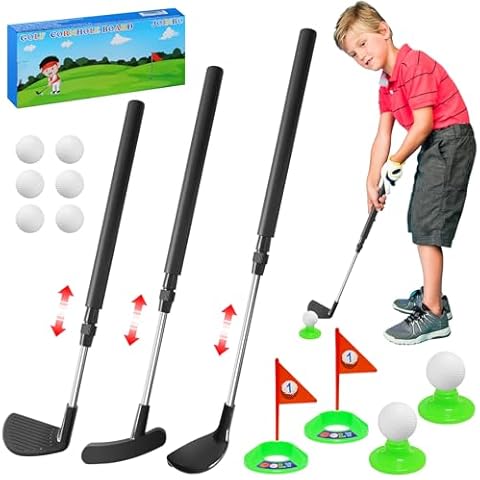 JOINBO Plastic Toddler Golf Clubs Set,Right Hand Kids Golf Clubs for Indoor and Outdoor Sport Toys,Christmas Birthday Gifts for Boys and Girls Aged 3 4 5 6 Years Old Cover